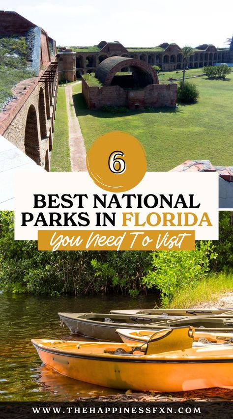 6 Best National Parks in Florida You Need To Visit Road Trip National Parks, Key Biscayne Florida, Florida National Parks, Florida Keys Road Trip, Florida Travel Destinations, National Parks Road Trip, Cocoa Beach Florida, Florida State Parks, Everglades Florida