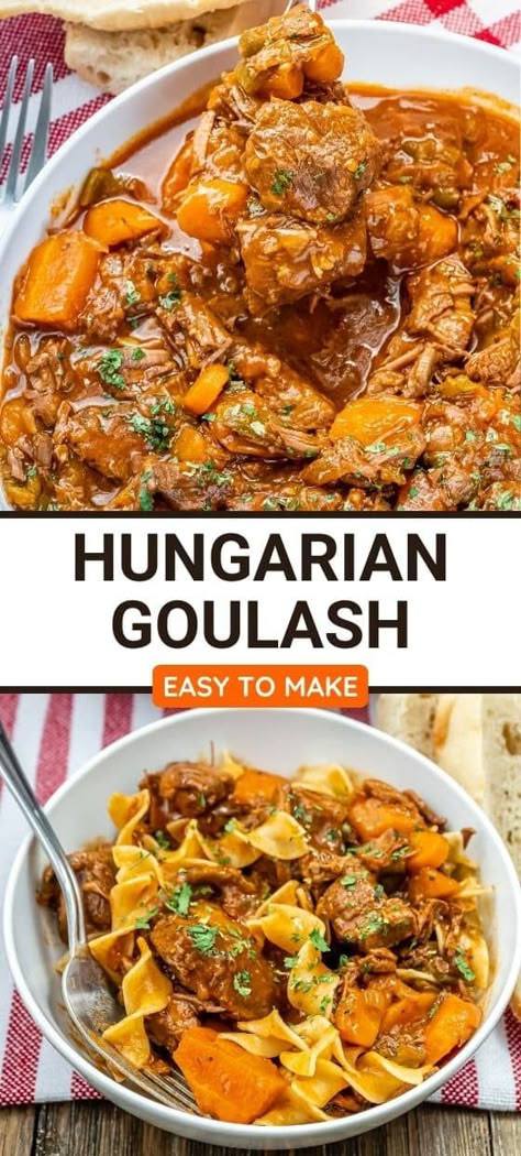 Goulash With Stew Meat, Goulash Recipes Polish, Hungary Goulash Recipes, Hungarian Goulash Recipe, Russian Goulash, Serbian Goulash Recipes, Hungarian Goulash Recipes Crockpot, Easy Hungarian Recipes, Beef Goulash Recipes Hungarian