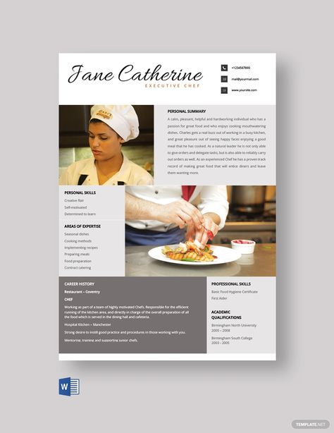 Free Executive Chef Resume Template #AD, , #Paid, #Executive, #Free, #Chef, #Template, #Resume Chef Portfolio Design, Chef Portfolio, Chef Business Cards, Chef Resume, African Jumpsuit, Job Resume Template, Avocado Salad Recipes, Bio Data, Adorable Pictures