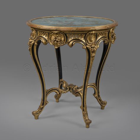 A Parcel Gilt and Cloisonné Enamel Gueridon In The Manner Of Christofle & Cie.  French, Circa 1900. Furniture Picture, Louis Xvi Furniture, Rococo Furniture, Antique French Furniture, Mahogany Table, Mayfair London, Carved Furniture, Antique Table, French Furniture