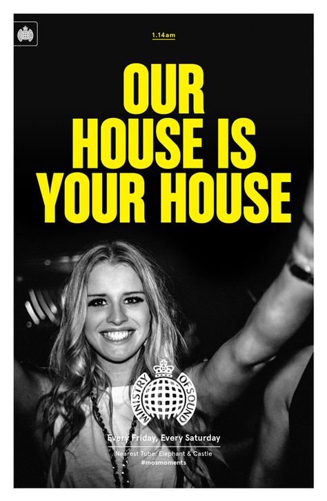 Ministry of Sound posters capture raw energy of clubbing | Posters | Creative Bloq Ministry Of Sound, Elephant And Castle, Deep House Music, Music Flyer, Creative Advertising Design, Club Poster, Acid House, Club Flyers, Before Midnight