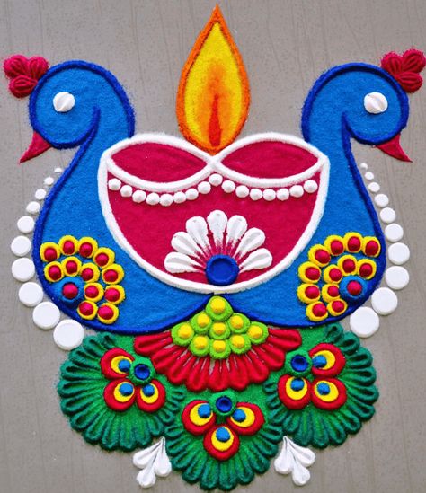 Mor Rangoli, Design Rangoli, Rangoli Designs Flower, Rangoli Designs Images, Rangoli Design, Rangoli Designs, Kids Rugs, Living Room, Home Decor