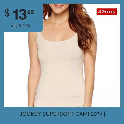 Layer on the luxurious comfort of our Jockey Original Supersoft Cami. Crafted from an ultra-soft Micromodal fabric blend, this versatile women's camisole is breathable, lightweight and the perfect baselayer for all of your favorite looks.Features: Breathable, Stretch FabricNeckline: Scoop NeckSleeve Length: SleevelessFiber Content: 92% Modal, 8% SpandexFabric Description: SateenCare: Machine Wash, Tumble DryMaterial: ModalCountry of Origin: Imported Womens Camisoles, Base Layer, Basic Tank Top, Stretch Fabric, Shop Now, Product Description, Tank Tops, The Originals, Women's Top