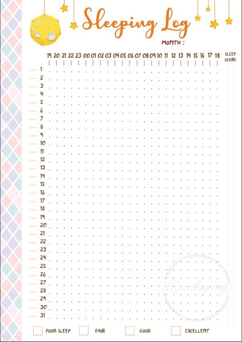 Sleep Tracker Template, Sleep Journal, Sleep Log, Bullet Journal Mood, Dot Journals, Tracker Printable, Sleep Tracker, Bullet Journal Writing, Bullet Journal Art