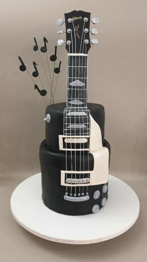 Guitar cake - http://cakesdecor.com/cakes/331269-guitar-cake Music Lover Cake Ideas, Guitar Cake Ideas Birthday, Guitar Cake Ideas, Cake For Music Lover, Rock And Roll Cake, Rockstar Cake, Pastel Rock, Guitar Birthday Cakes, Bolo Musical