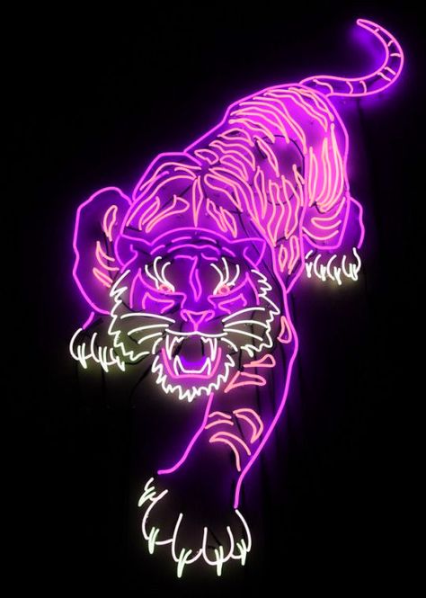 Neon Tiger, Neon Bedroom, Cyberpunk City, Apple Watch Faces, Cute Pokemon Wallpaper, Tiger Art, Neon Art, Wild Hearts, Cool Art Drawings