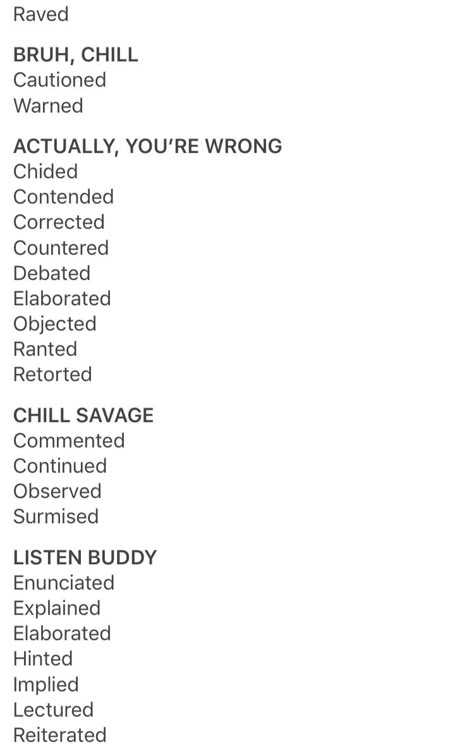 Words Better Than Said, Better Words For Said, Words For Said Writing, Better Words For Writing, Other Words For Asked Writing, Other Ways To Say Said In Writing, Other Words For Said Writing, Story Tips, Writing Stories