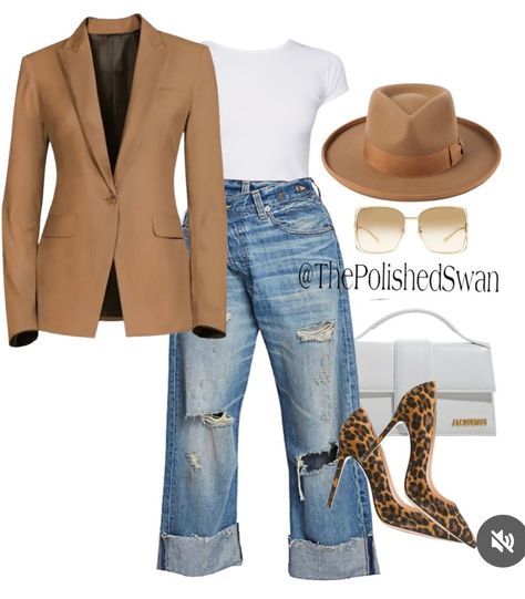 Latin Concert Outfit Ideas, Vegas Outfit Ideas Fall, Jeans Guide, London Ideas, Womens Fashion Casual Chic, Tan Blazer, Print Shoes, Classy Casual Outfits, Classy Casual