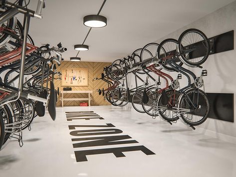 Bike Store Design, Bike Shop Interior Design, Cycle Store Design, Bike Room Design, Bike Parking Design, Bike Storage Design, Bike Storage Room, Bike Storage Apartment, Rack Velo