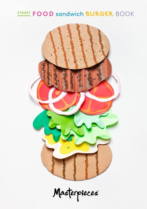 Street Food Sandwich, Sandwich Burger, Food Paper, Funny Children, Creativity Ideas, Construction Paper Crafts, Paper Food, Art And, Paper Illustration