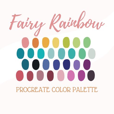 Procreate Color Palette - Fairy Rainbow Fairy Color Palette, Make A Color Palette, Eye Color Palette, Procreate Color Palettes, Procreate Color Palette, Pastel Sunset, Color Palette Challenge, Procreate Brushes Free, Fairy Coloring