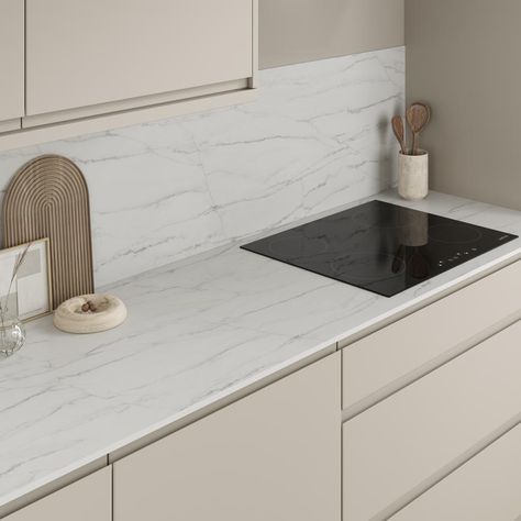 Introduce bright stone tones into a cooking space with this Sabbioso compact laminate worktop, which has a premium marble-effect design. Compact Laminate, Laminate Worktop, Kitchen Surfaces, Kitchen Worktop, Marble Effect, Work Surface, Work Tops, Joinery, Laminate