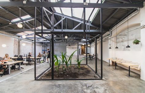 Barcelona warehouse becomes a coworking space Warehouse Office Space, Coworking Design, Warehouse Renovation, Warehouse Studio, Warehouse Office, Coworking Space Design, Warehouse Living, Commercial And Office Architecture, Warehouse Design