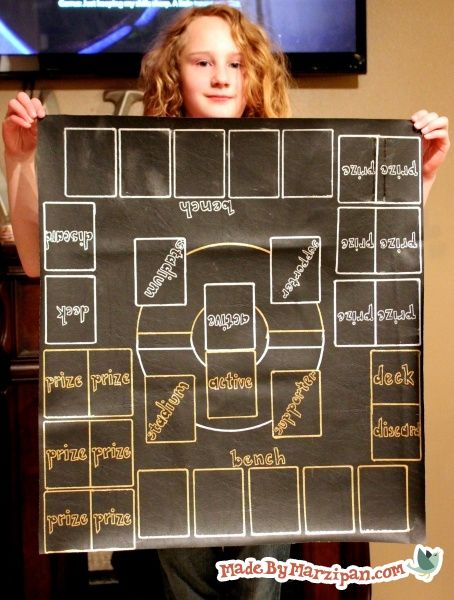 My daughter came up with this project: a vinyl playing mat for Pokemon card tournaments. Tips:1) In an effort to bond with my 10-year-old, I’ve been trying to get a handle on her longtime obsession: Pokemon. She competes at the tournament level and wanted to create a playing mat. She thought vinyl would be the … What To Do With Pokemon Cards, Pokemon Board Game Diy, Pokemon Card Decor, How To Play Pokemon Card Game, Pokemon Table, Pokemon Club, Create A Pokemon, Personalized Pokemon Cards, Pokemon Themed Party