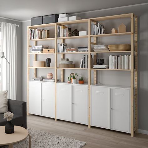 Ivar Storage, Ikea Ivar Shelves, Ivar Regal, Wood Shelving Units, Cabinet Shelves, Side Units, Ikea Ivar, Ikea Shelves, Simple Wardrobe