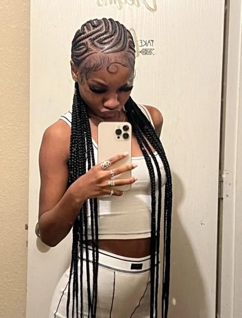 Trending Braid Styles 2024, Heart Style Braids, Zigzag Cornrows Braid Hairstyles, Straight Back Designs, Feedin Braids With Curls, Zig Zag Part Braids, Straight Back Design Braids, Dope Braided Hairstyles, Stitch Braid Designs