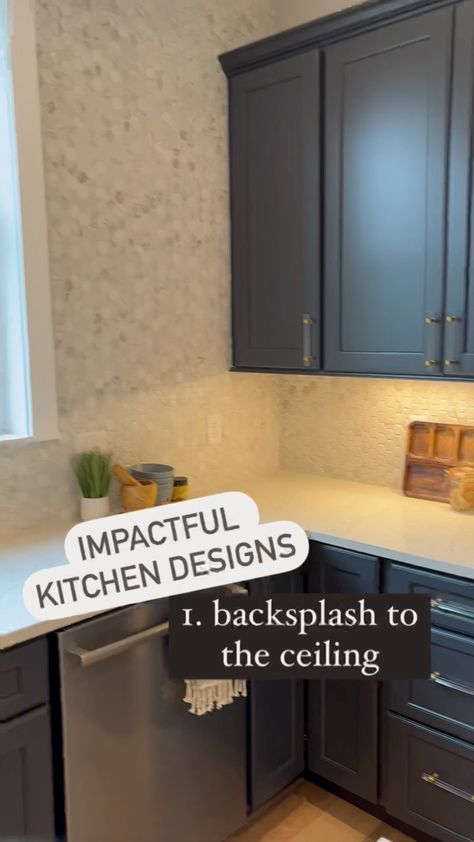 prpproperties on Instagram: Wondering how to add the “wow” factor to a kitchen design? Take the backsplash to the ceiling! Even a simple subway tile can create big… Kitchen Tile, Wow Factor, The Ceiling, Subway Tile, Wow Products, A Kitchen, Backsplash, Kitchen Design, Kitchen Cabinets