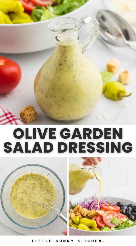 You are going to love this copycat of Olive Garden Salad Dressing for your salads and recipes. It’s fresh, perfectly tangy, and just a bit creamy. Diy Olive Garden Salad, Olive Garden Salad Dressing Recipe Chicken, Olive Garden Italian Dressing Recipe, Chicken With Olive Garden Salad Dressing, Copycat Olive Garden Salad Dressing, Copycat Kraft Zesty Italian Dressing, Olive Garden Salad Dressing Recipe, Olive Garden Copy Cat, Garden Salad Dressing