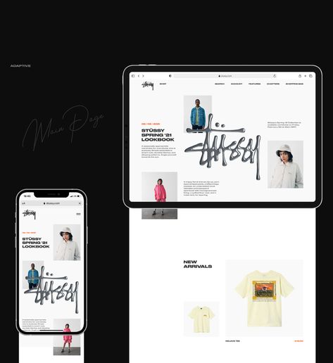 STÜSSY UX/UI on Behance Website Ui Ux Design, Online Store Design, Web Portfolio, Concept Development, Online Clothing Store, Mobile Ui, Ux Ui, Ui Ux Design, Online Clothing Stores