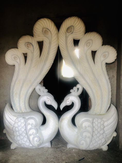 Tharmocol Work, Tharmocal Art, Tulsi Vrindavan, Thermocol Craft, Ganpati Decoration Theme, Styrofoam Art, Home Flower Decor, Vegetable Painting, Ganpati Decoration At Home