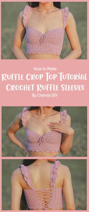 7 Stylish Ruffle Sleeve Top Free Crochet Pattern Ideas - Carolinamontoni.com Crop Top Free Crochet Pattern, Cute Crochet Top Patterns Free, Crochet Corsets, Corset Crochet Patterns Free, Crochet Ruffle Sleeves, Simple Crochet Top Pattern Free, Cute Crochet Tops Free Pattern, Diy Crochet Top Tutorials, Free Crochet Crop Top Pattern