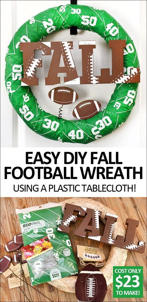 Fall Football Wreath, Fire Pit Party, Football Diy, Football Crafts, Easy Wreaths, Football Wreath, Crafts For Teens To Make, Football Decorations, Fall Football