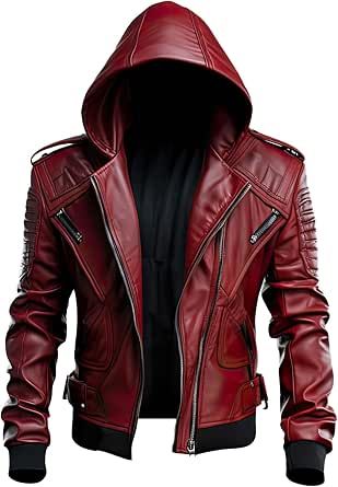 Mens Red Leather Jacket, Red Leather Jacket Men, Men's Leather Jackets, Quilted Sleeves, Cyberpunk Clothes, Mens Outdoor Clothing, Biker Leather Jacket, Classy Outfits Men, Aesthetic Grunge Outfit