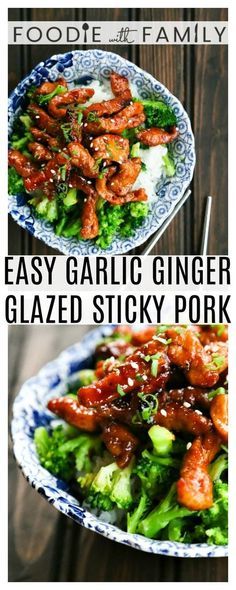 Easy Garlic Ginger Glazed Sticky Pork is tender strips of pork glazed with an easy sticky, sweet, spicy, garlicky, gingery sauce. Asian Pork Loin Recipes Stir Fry, Dinner Ideas With Ginger, Garlic Ginger Glazed Sticky Pork, Pork Soy Sauce Recipe, Asian Pork Stir Fry Recipes, Pork And Rice Recipes Stir Fry, Chinese Food With Pork, Garlic Ginger Pork Stir Fry, Sticky Pork Stir Fry