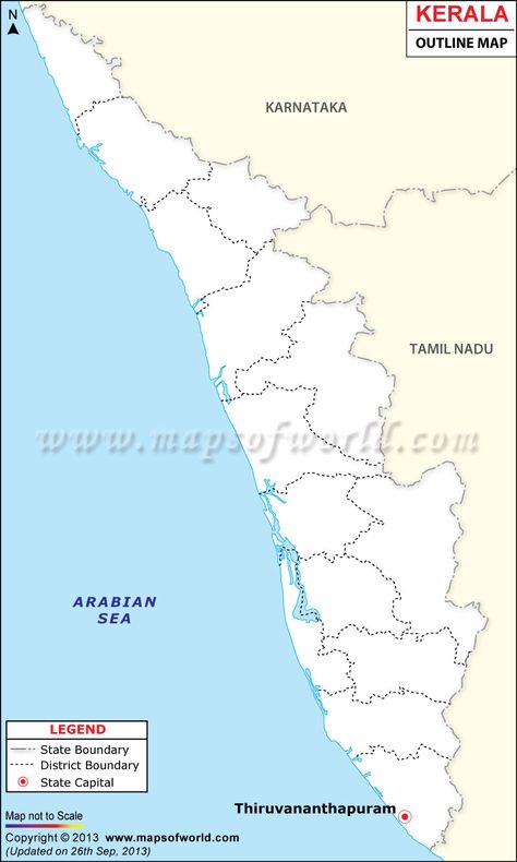 Kerala Outline Map Kerala Map Outline, Kerala Map, India World Map, Map Outline, Cool Paper Crafts, Butterfly Drawing, World Maps, School Pictures, Travel Planning