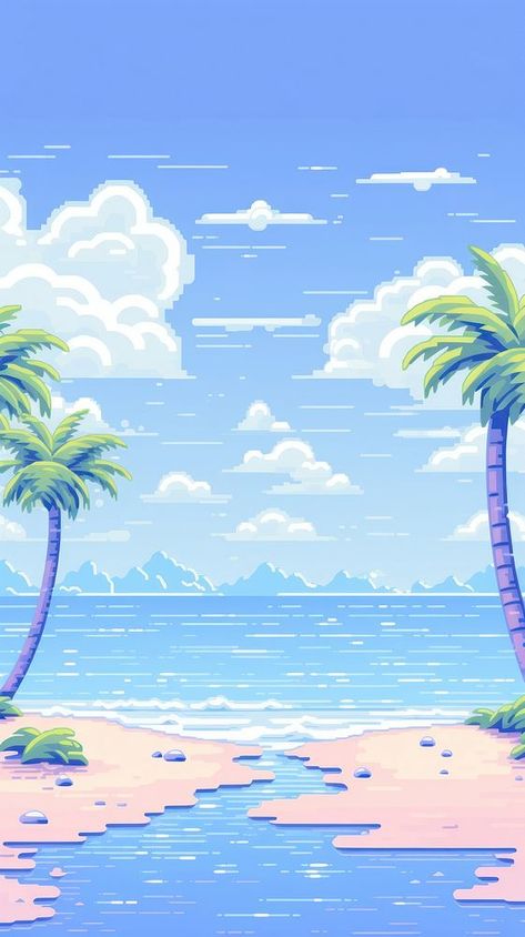 Empty beach backgrounds landscape outdoors. | premium image by rawpixel.com / Hein Japanese Beach Aesthetic, Phone Wallpaper Pixel, Pixel Art Iphone Wallpaper, Beach Pixel Art, Kawaii Phone Wallpaper, Japanese Wallpapers, Art Iphone Wallpaper, Wallpaper Pixel, Beach Backgrounds