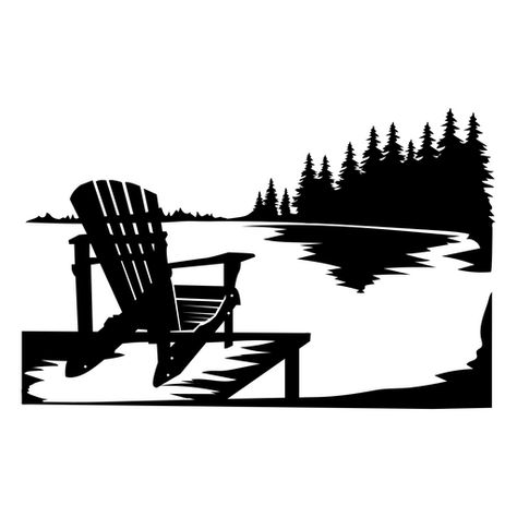 Lake Clipart Black And White, Lake Silhouette, Chair Png, Chair Silhouette, Deer Stencil, Cove House, Pyrography Ideas, Landscape Silhouette, File Ideas