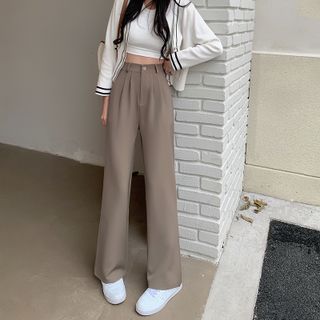 High Waisted Pleated Pants Outfits, Korean Pants Outfit, Korean Wide Leg Pants, Moon City, Korean Pants, Kawaii Store, High Waisted Wide Leg Jeans, Kawaii Shirts, Harajuku Outfits