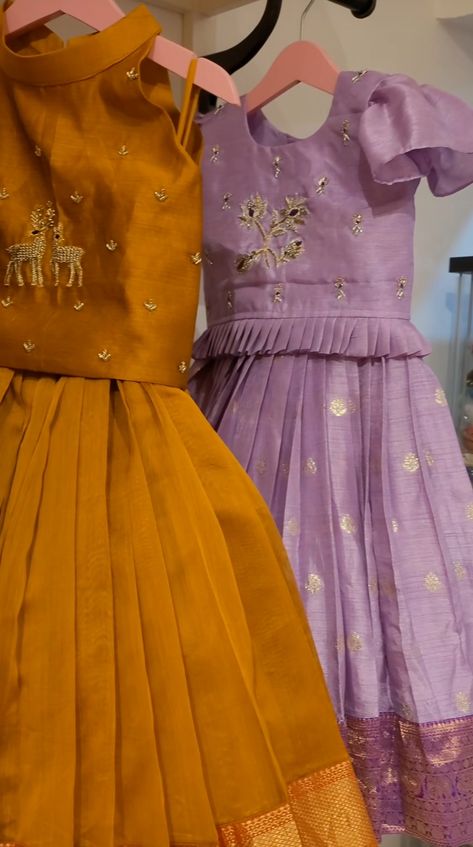 Kids Dress Stitching Ideas, Indian Dresses For Kids, Pink Blouse Designs, Pattu Langa, Baby Dress Embroidery, Kids Party Wear Dresses, Kids Dress Collection, Kids Blouse Designs