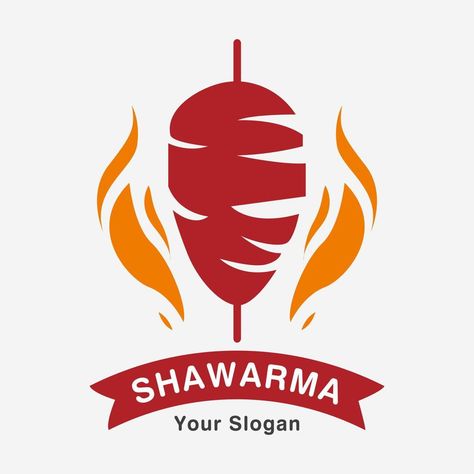 Shawarma logo for restaurants and markets. Shawarma Logo, Kebab Logo, Well Plated By Erin, Well Plated, Doner Kebab, Trendy Logos, Sliced Meat, Restaurant Logo, Stall Designs