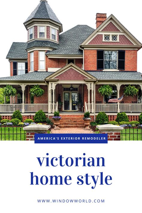 Modern Victorian Homes Exterior, Victorian Homes Floor Plans, Victorian Porch Ideas, Brick Victorian Homes, Victorian Home Design, Modern Victorian Homes, Window World, Brick Porch, Victorian Homes Exterior