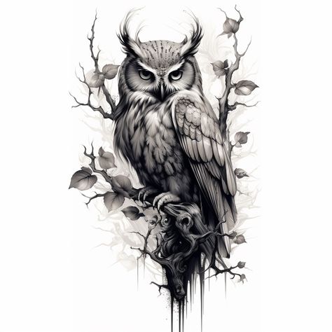 Procreate Designs, Trees Tattoo, Owl Tattoo Design, Owl Tattoo, Tree Tattoo, Tattoo Designs, Trees, Tattoos, Design