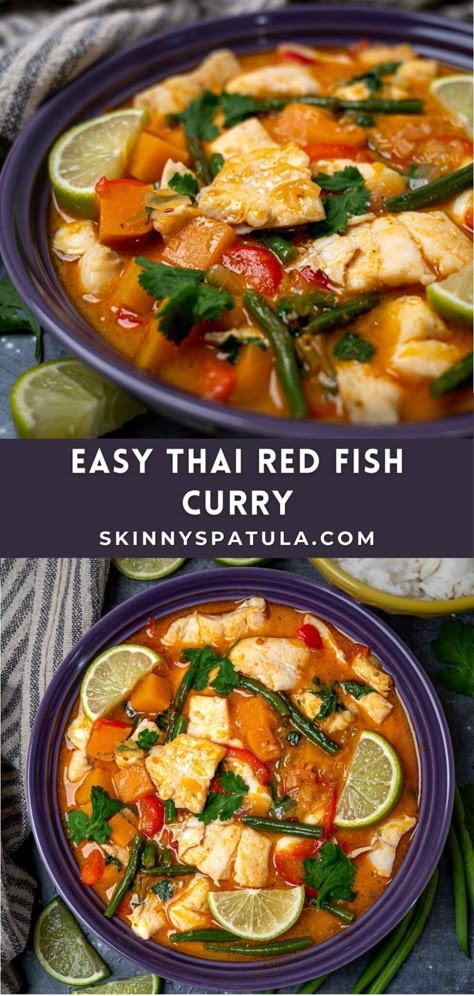 Thai Fish Curry Recipe, Thai Fish Recipes, Red Fish Curry, Curry Fish Recipes, Red Fish Recipes, Thai Curry Fish Recipes, Seafood Curry Recipes, Fish Red Curry, Thai Red Curry Fish Recipe