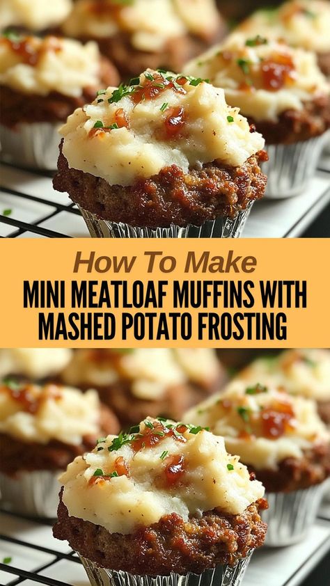 Ingredients: For the Meatloaf: 1 lb ground beef 1/2 cup breadcrumbs 1/4 cup ketchup... Mini Meatloaf Recipes Muffin Tins, Meatloaf Cupcake, Muffin Pan Meatloaf, Individual Meatloaf, Meatloaf Cake, Dinner Ideas For Two Easy, Easy Dinner Ideas For Kids, Irish Meal, Meatloaf Muffins Recipe