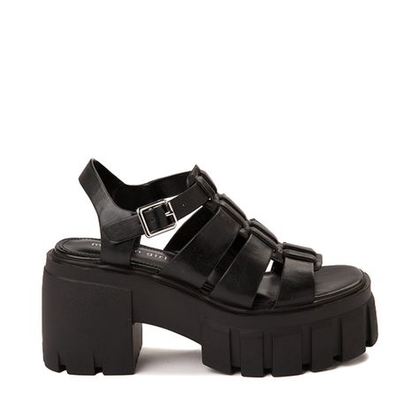 Madden Girl Platform Sandals, Black Platform Jelly Sandals, Black Edgy Platform Sandals, Black Chunky Platform Sandals With Synthetic Material, Madden Girl Sandals, Steve Maddens, Madden Girl Shoes, Strappy Platform Sandals, Madden Girl