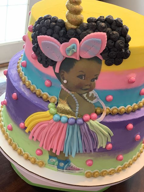 Afro baby unicorn cake Baby Unicorn, Unicorn Cake, Custom Cakes, Sake, Birthday Cake, Cake, Birthday