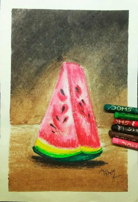 Oil Pastel Composition, Pastel For Beginners, Fruit Composition, Drawing Pictures For Kids, Scenery Drawing For Kids, Colorful Art Paintings, Fruit Art Drawings, Chalk Pastel Art, Dotted Drawings