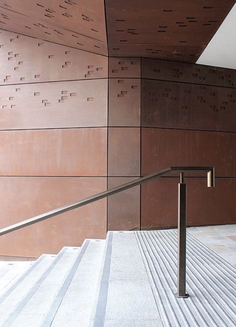 Commercial Stairs, Outdoor Handrail, Metal Handrails, Architecture Portfolio Layout, Step Railing, Handrail Design, Stainless Steel Handrail, Wall Railing, Fence Wall