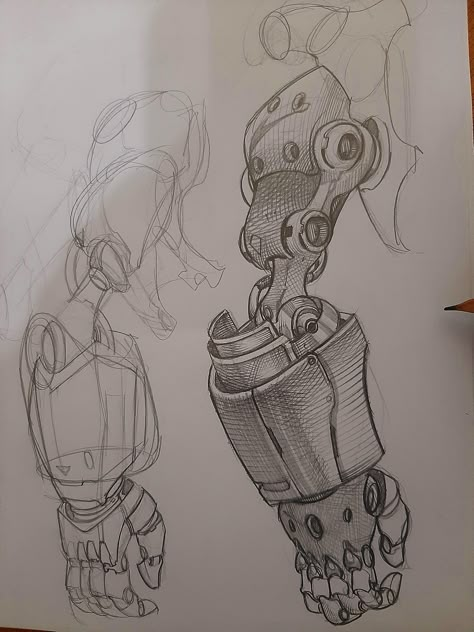 Robot Anatomy Drawing, Mech Drawing Reference, How To Draw Mechanical Parts, Mechanical Arm Concept Art, Steampunk Mechanic Character Design, Mecha Drawing Reference, Robot Drawing Reference, Robotic Arm Drawing, How To Draw Mecha