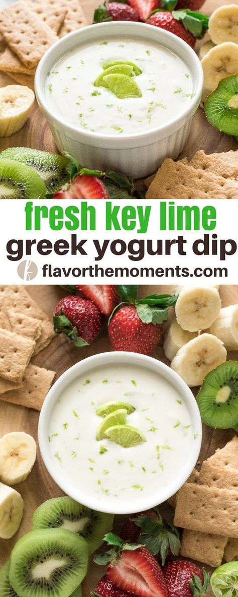 Key Lime Greek Yogurt, Healthy Key Lime, Key Lime Yogurt, Yogurt Fruit Dip, Greek Yogurt Dip, Appetizers Easy Dips, Healthy Appetizers Easy, Greek Yogurt Dips, Party Dip Recipes