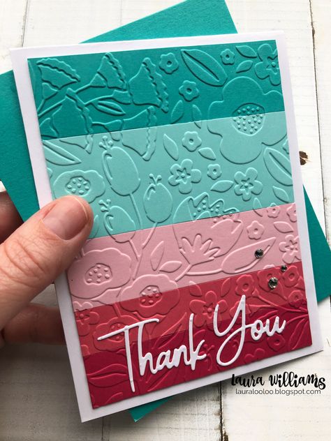 Cardstock Cards, Embossed Card Ideas, Cards Made With Embossing Folders, Card Embossing Ideas, Paper Scrap Cards, Handmade Cards Thank You, Embossed Greeting Cards Diy, Cards Using Embossing Folders, Thank You Homemade Cards