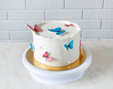 Small Butterfly Cake, Pink Cake With Butterflies, Cake With Butterflies, Leftover Strawberries, Small Butterflies, Butterfly White, Butterfly Cake, Unique Butterfly, Ombre Cake