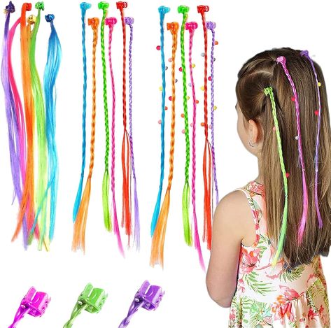 Glitter Bar, Clipin Hair Extensions, Colored Hair Extensions, Halloween Supplies, Braids With Extensions, Girls Hairstyles Braids, Braid In Hair Extensions, Girls Braids