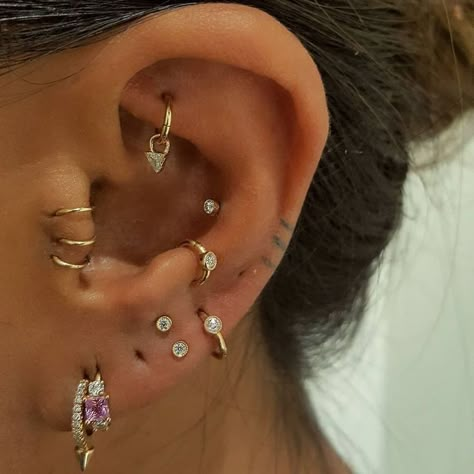 Stacked Lobe, Earlobe Piercings, Constellation Piercings, Unique Ear Piercings, Anti Tragus, Upper Lobe, Curated Ear, Cool Ear Piercings, Second Piercing