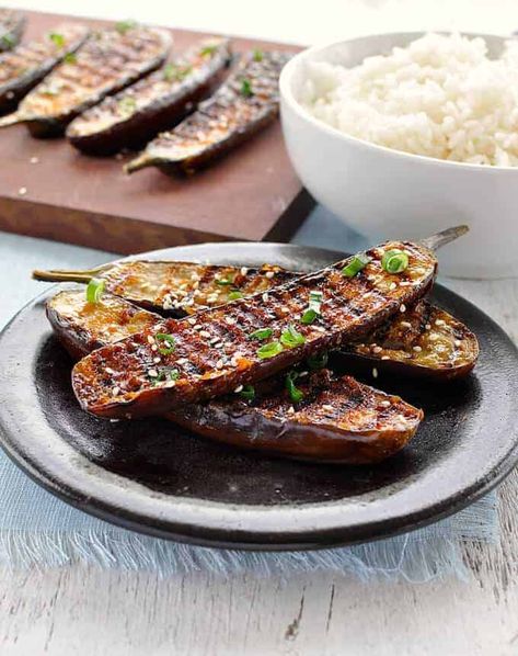 Grilled Miso Glazed Japanese Eggplant - RecipeTin Eats Vegan Barbecue Recipes, Vegan Grill, Miso Eggplant, Japanese Eggplant, Vegan Barbecue, Miso Glaze, Vegan Grilling, Recipetin Eats, Vegan Bbq