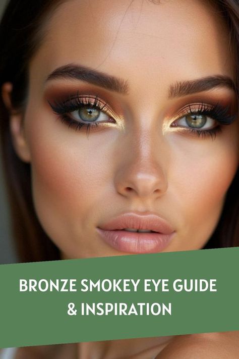 Discover the ultimate bronze smokey eye look in this fashion piece featuring 20 stunning photos. Dive into makeup tutorials and embrace the perfect glam with shades of gold, copper, and rich browns. Get inspired by trendy eye makeup ideas, and step up your beauty game effortlessly. Brown Smokey Eye Step By Step, Dramatic Eye Makeup For Hazel Eyes, Copper Makeup For Green Eyes, Smokey Eye Makeup Green Eyes, 2024 Eye Makeup, Smokey Eye For Hazel Eyes, Smokey Eye Makeup Step By Step, Copper Eyeliner, Smoky Eyeshadow Tutorial